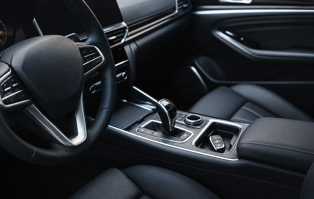 Modern car interior and key fob